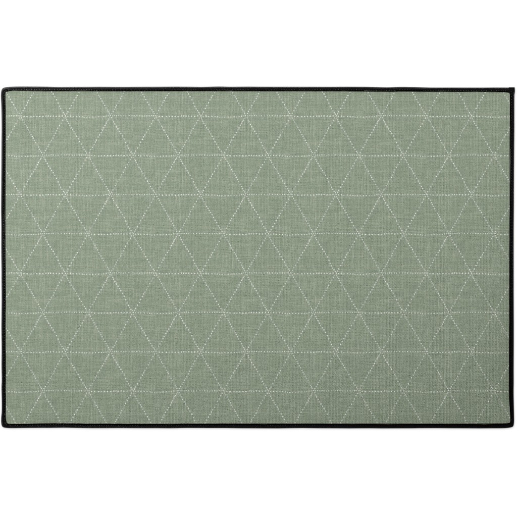 Boho Triangles - Sage Door Mat, Green