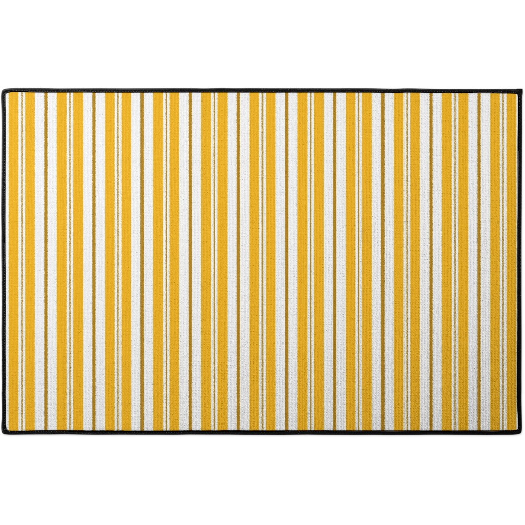 Gold White and Brown Stripes Door Mat, Yellow
