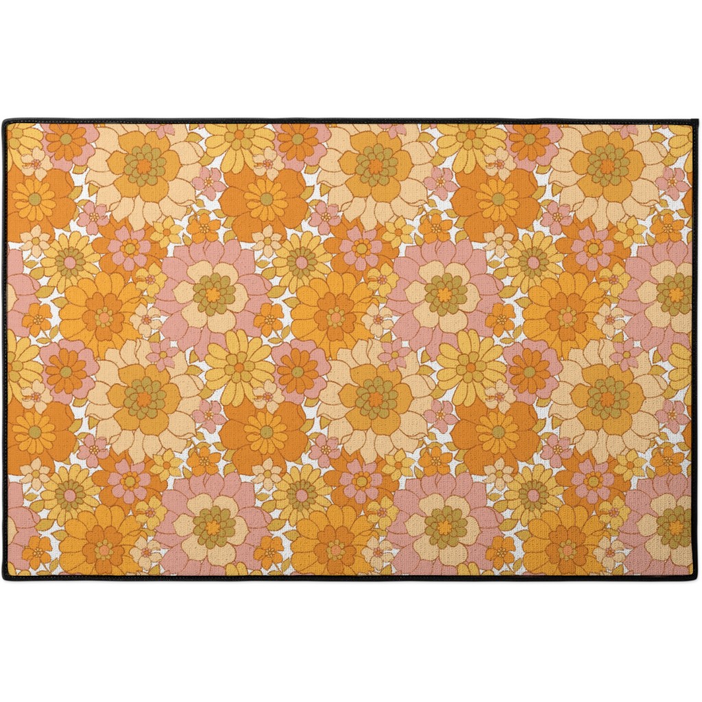 Avery Retro Floral Door Mat, Orange