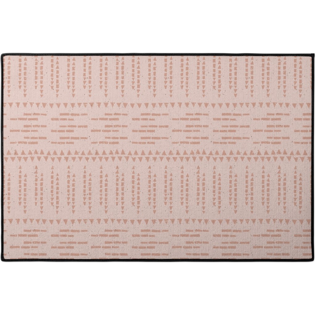 Boho Tribal Dashed Geometric - Pink Door Mat, Pink