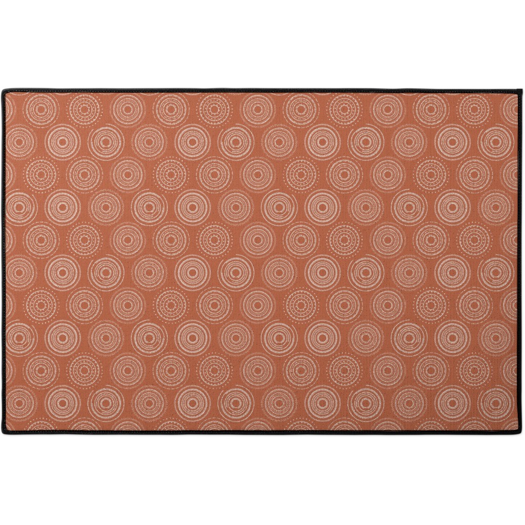 Happy Abstract Circles - Terracotta Door Mat, Orange