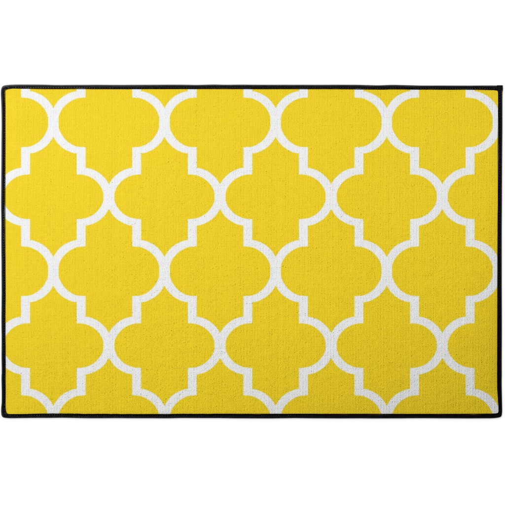 Quatrefoil - Lemon Door Mat, Yellow