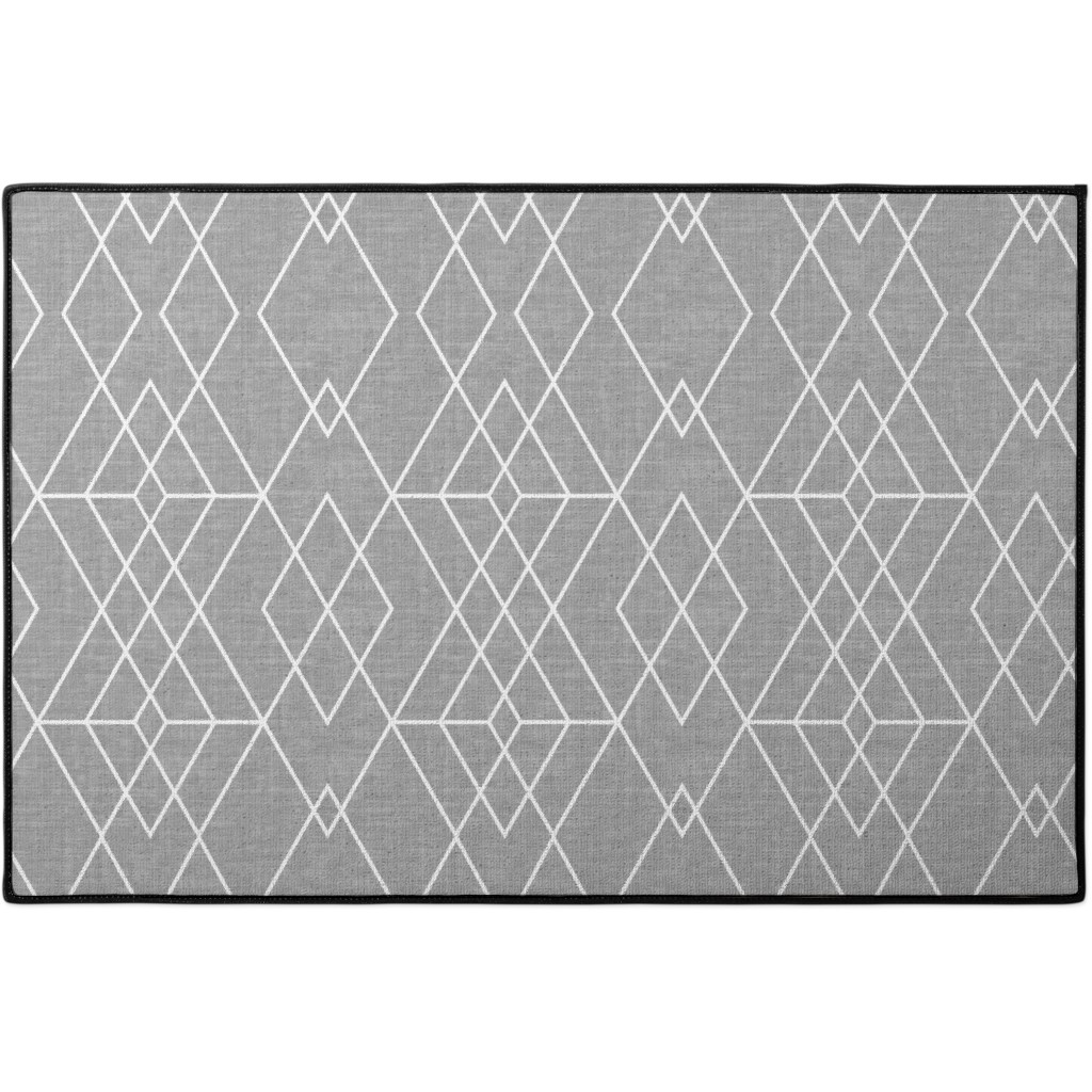 Geometric Grid - Gray Door Mat, Gray