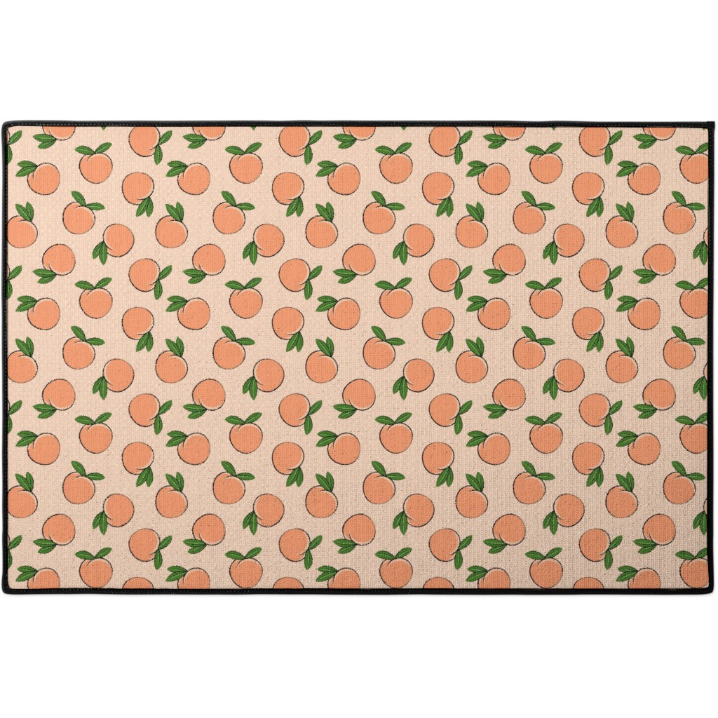 Peachy Polka Dots - Peach Door Mat, Orange