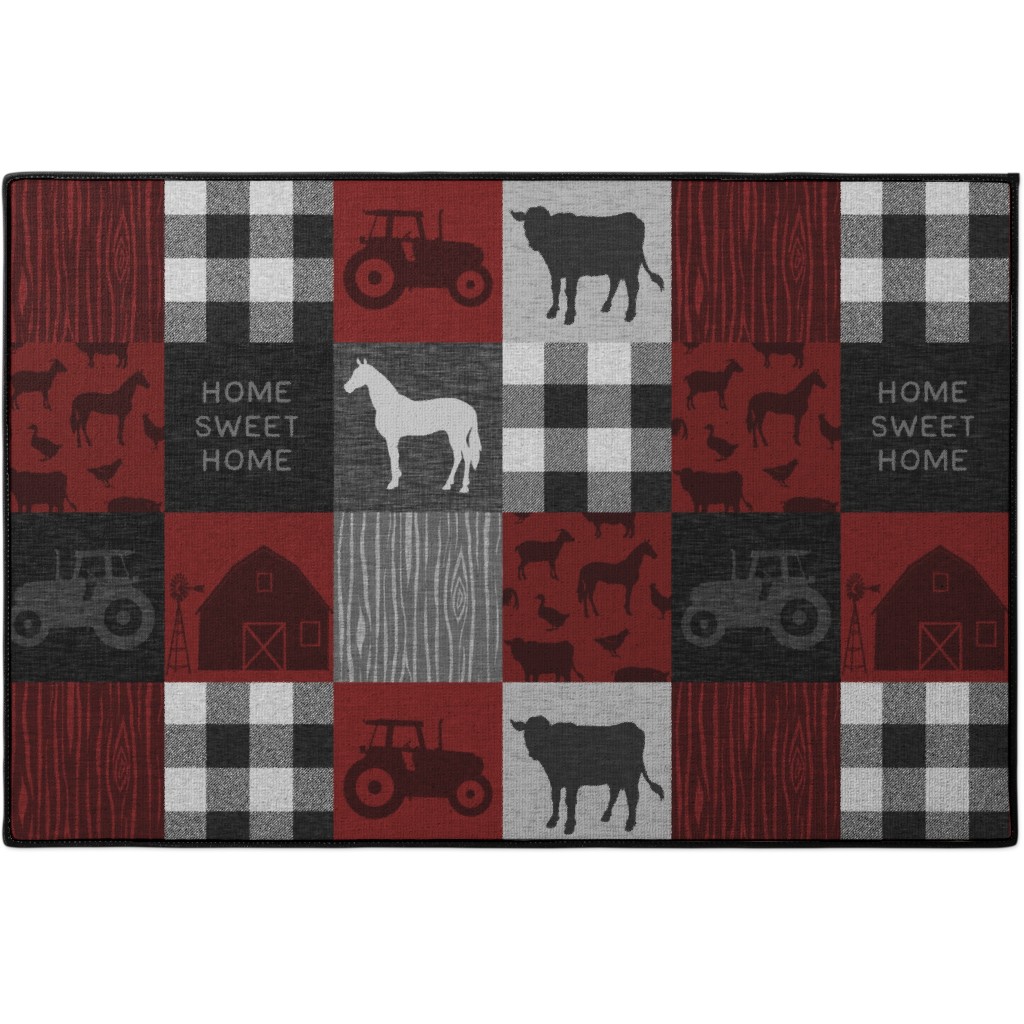 Home Sweet Home Farm - Red and Black Door Mat, Red