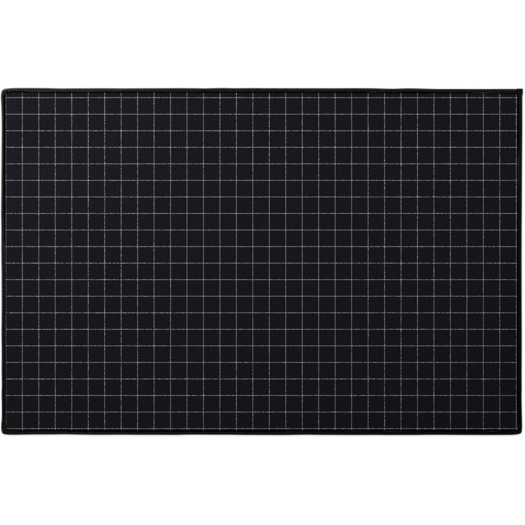 Grid - Black Ad White Door Mat, Black