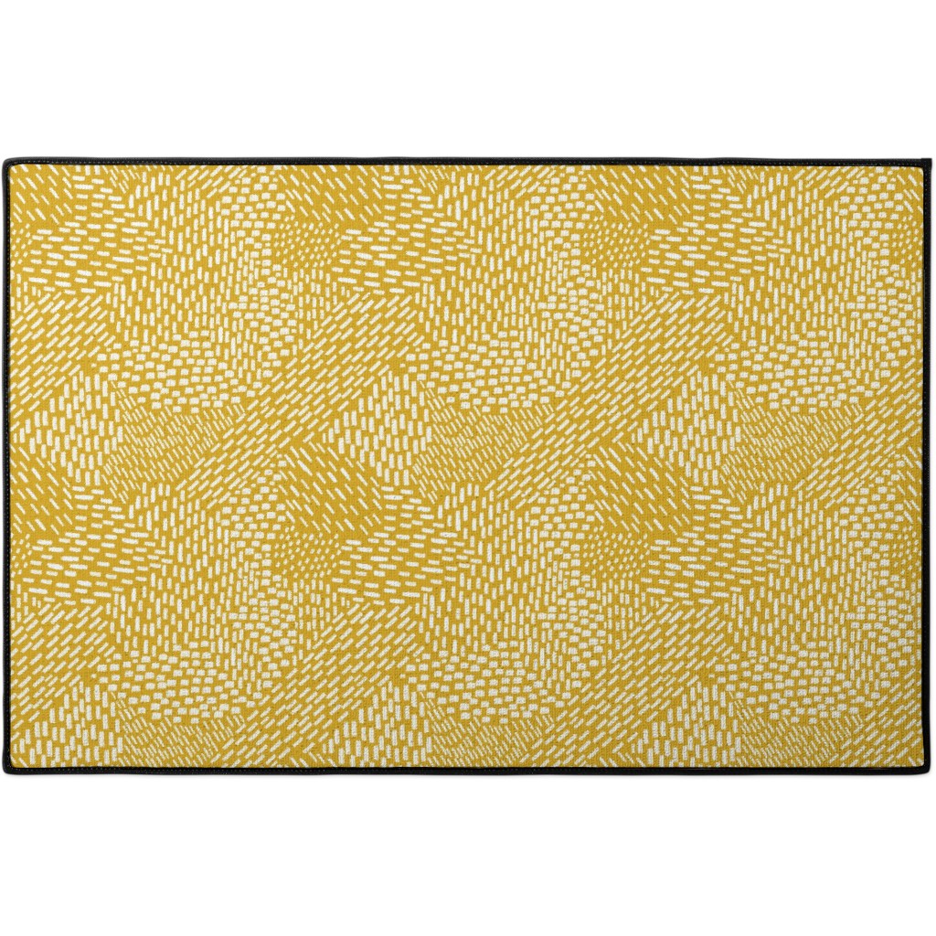 Abstract Brushstrokes Door Mat, Yellow