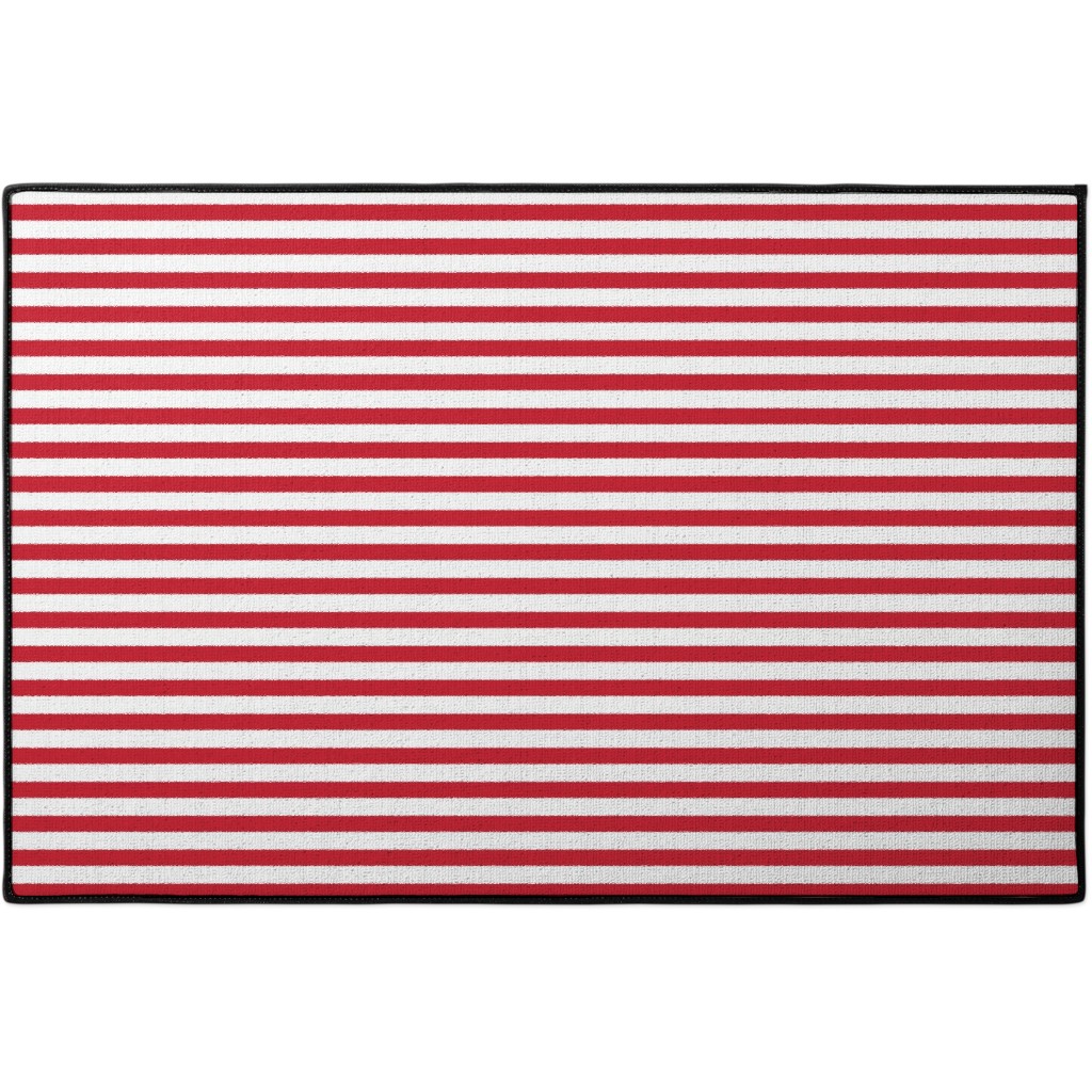 Stripes - Red and White Door Mat, Red