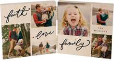 faith love family script double wooden print
