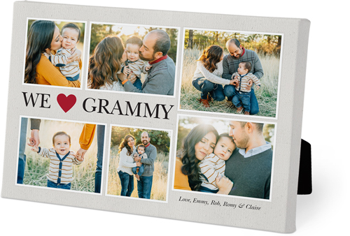 We Love Heart Collage Easel Back Canvas, 5x7, No Frame, Easel Back Canvas, Red, scarlet