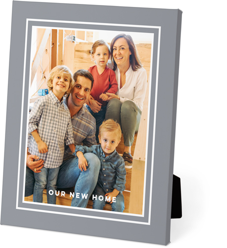 Double Border Portrait Easel Back Canvas, 8x10, No Frame, Easel Back Canvas, Gray, slate
