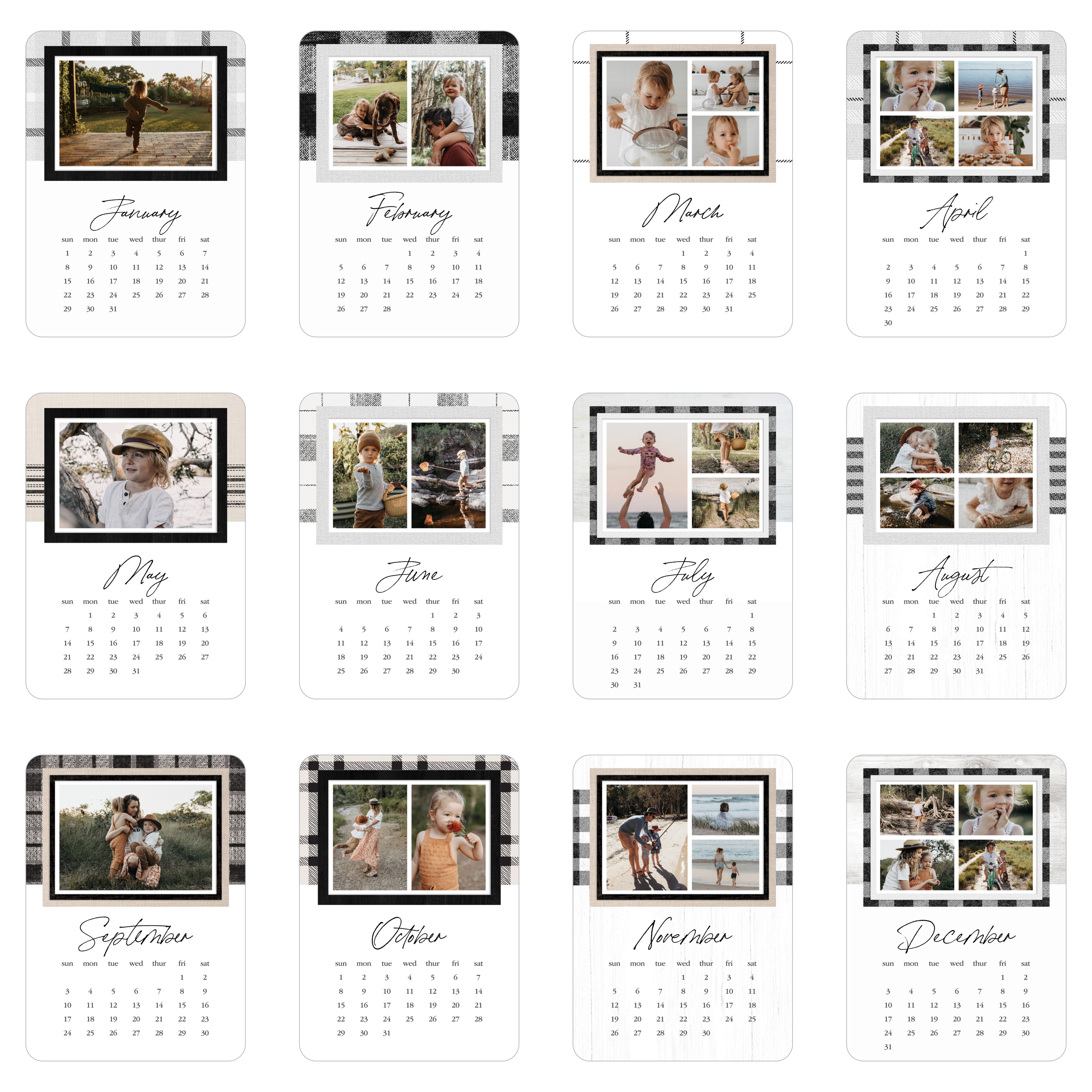 Black And White Rustic Easel Calendar by Yours Truly | Shutterfly