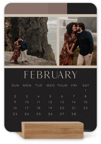 Modern Dark Neutrals Easel Calendar, Rounded Corners, Multicolor