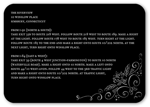 Whimsical Scrolls Wedding Enclosure Card, Black, Pearl Shimmer Cardstock, Rounded