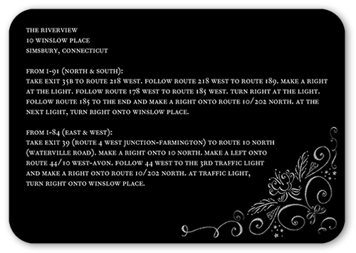 Whimsical Scrolls Wedding Enclosure Card, Black, 100% Recycled Cardstock , Rounded