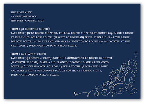Whimsical Scrolls Wedding Enclosure Card, Blue, Matte, Pearl Shimmer Cardstock, Square, Midnight