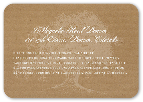 Rustic Statement Wedding Enclosure Card, Brown, Pearl Shimmer Cardstock, Rounded, Camel