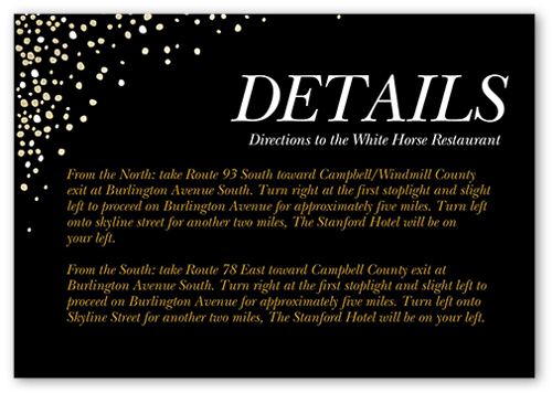 Sparkling Romance Wedding Enclosure Card, Black, Matte, Signature Smooth Cardstock, Square