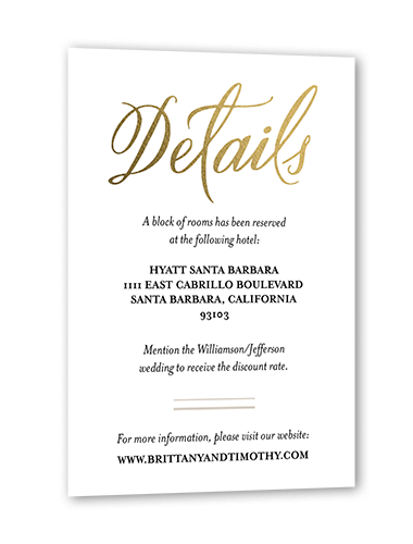 Written With Affection Wedding Enclosure Card, Gold Foil, White, Matte, Pearl Shimmer Cardstock, Square