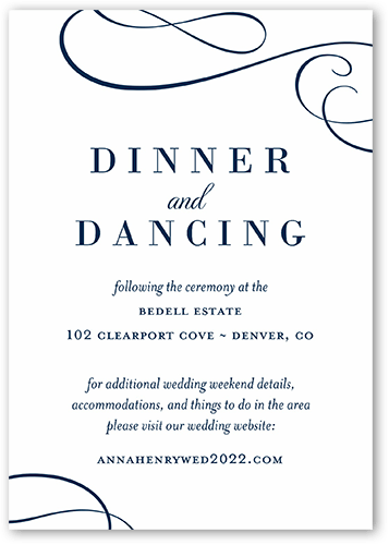 Classic Calligraphy Wedding Enclosure Card, Blue, Matte, 100% Recycled Cardstock , Square