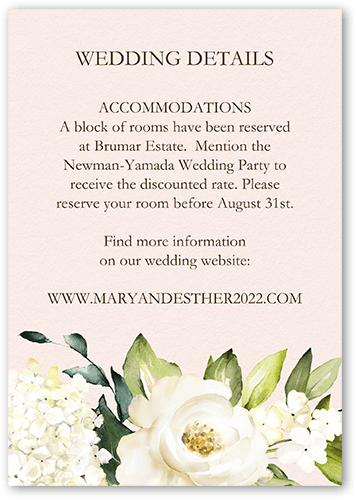 Blooming Beauty Wedding Enclosure Card, Pink, Matte, Signature Smooth Cardstock, Square, Chenille