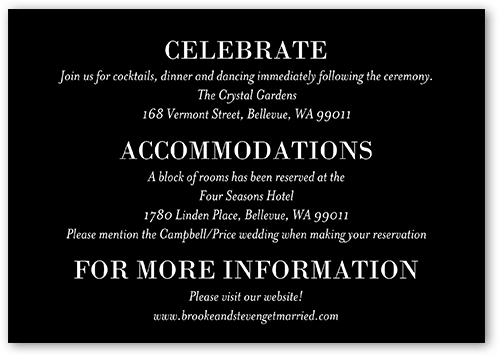 Modern Photo Wedding Enclosure Card, Black, Matte, 100% Recycled Cardstock , Square