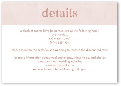 Classically Textured Wedding Enclosure Card, Pink, Matte, 100% Recycled Cardstock , Square