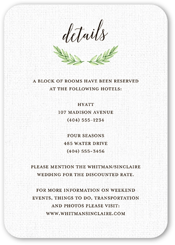 Arched Greenery Wedding Enclosure Card, Gray, Standard Smooth Cardstock, Rounded