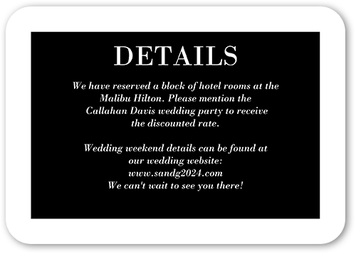 Purely Classic Wedding Enclosure Card, Black, Standard Smooth Cardstock, Rounded, Black