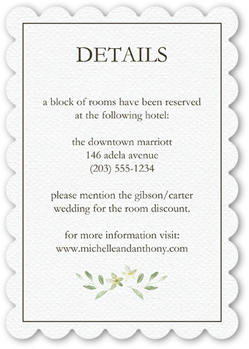 Greenery All Around Wedding Enclosure Card, White, Pearl Shimmer Cardstock, Scallop