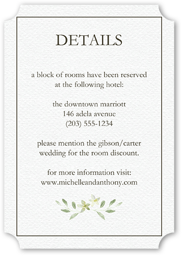 Greenery All Around Wedding Enclosure Card, White, Matte, Signature Smooth Cardstock, Ticket