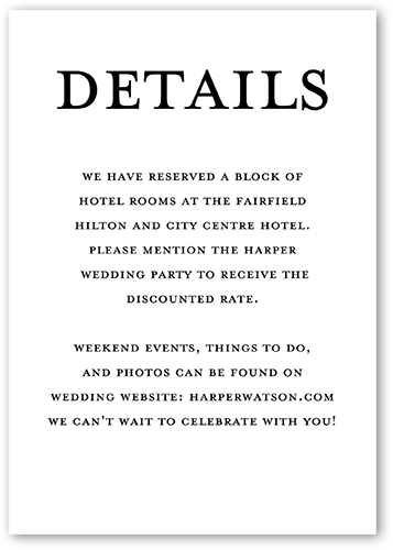 Clean And Modern Wedding Enclosure Card, White, Matte, Pearl Shimmer Cardstock, Square