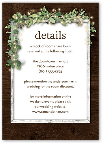 Leafy Scroll Wedding Enclosure Card, Brown, Matte, Pearl Shimmer Cardstock, Square