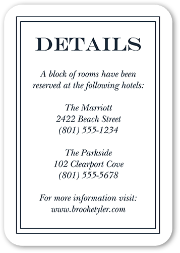 Classic Simple Script Wedding Enclosure Card, Black, Standard Smooth Cardstock, Rounded