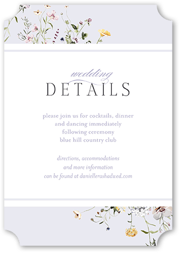 Pining Porcelain Wedding Enclosure Card, Purple, Pearl Shimmer Cardstock, Ticket