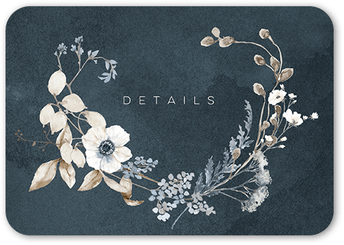 Wildflowers Wedding Enclosure Card, Grey, Pearl Shimmer Cardstock, Rounded