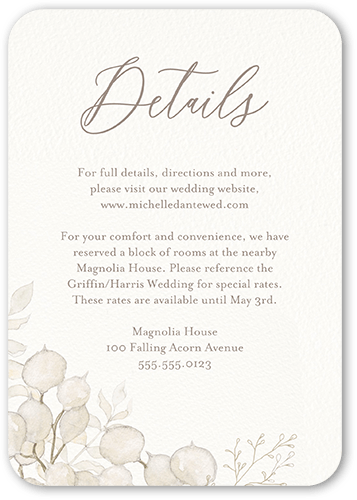 Quiet Sprigs Wedding Enclosure Card, Grey, 100% Recycled Cardstock ?, Rounded