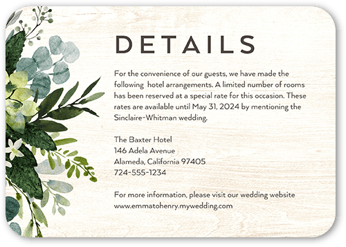 Naturally Green Wedding Enclosure Card, White, 100% Recycled Cardstock , Rounded