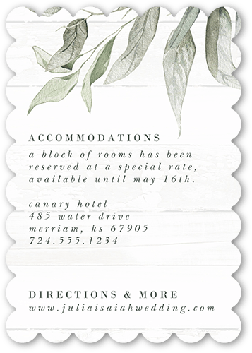 Stamped Leaf Wedding Enclosure Card, Beige, Pearl Shimmer Cardstock, Scallop
