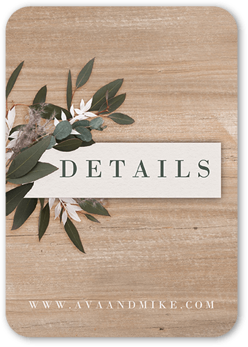 Rustic Foliage Wedding Enclosure Card, Beige, Signature Smooth Cardstock, Rounded