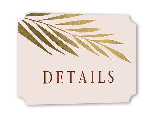 Brilliant Pampas Wedding Enclosure Card, Brown, Gold Foil, Pearl Shimmer Cardstock, Ticket
