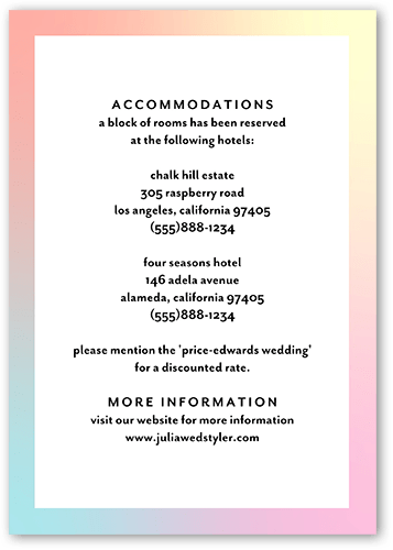 Hazy Rainbow Wedding Enclosure Card, Yellow, Matte, Pearl Shimmer Cardstock, Square, Lemon