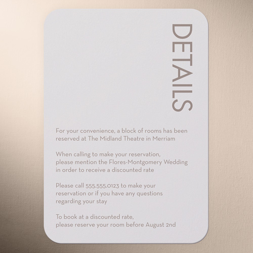 Softly Together Wedding Enclosure Card, Grey, Pearl Shimmer Cardstock, Rounded