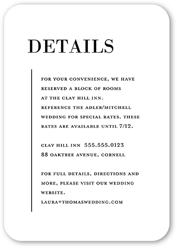 Adorned Accent Wedding Enclosure Card, White, Matte, Signature Smooth Cardstock, Rounded, White