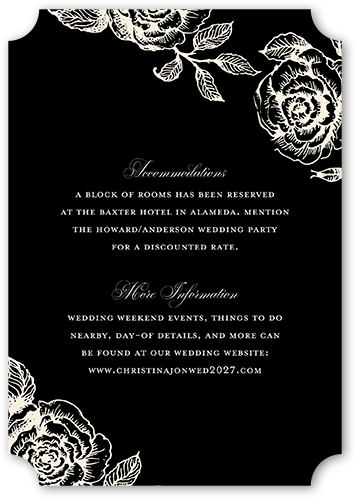 Romantic Rose Wedding Enclosure Card, Beige, Pearl Shimmer Cardstock, Ticket