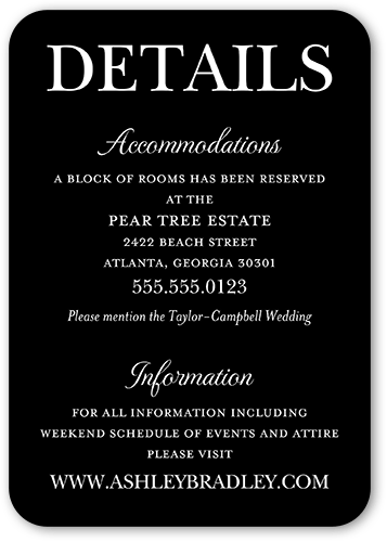 Glistening Glamour Wedding Enclosure Card, Black, Pearl Shimmer Cardstock, Rounded, Black