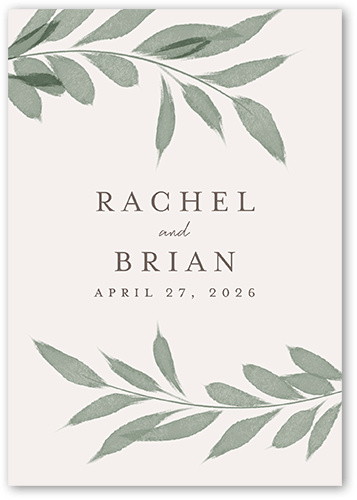 Pressed Leaves Wedding Enclosure Card, Beige, Matte, Signature Smooth Cardstock, Square