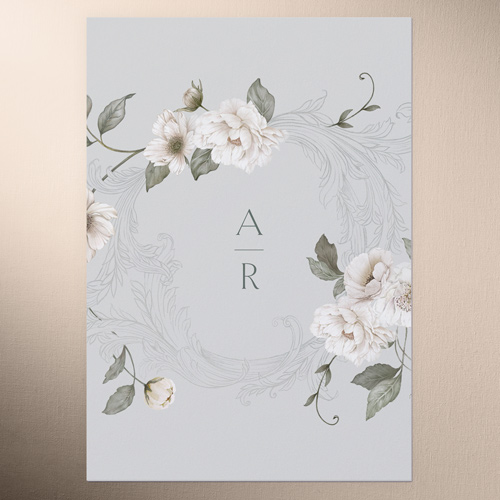 Peaceful Flowers Wedding Enclosure Card, Grey, Matte, Signature Smooth Cardstock, Square