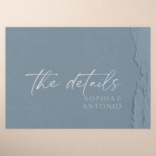 Torn Textures Wedding Enclosure Card, Blue, Matte, 100% Recycled Cardstock , Square, Feather