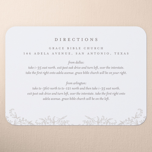 Delicate Florals Wedding Enclosure Card, White, Write Your Own Greeting, Pearl Shimmer Cardstock, Rounded